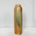 Artisan Amber & Green Glazed Ceramic Cylinder Vase
