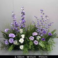 Purple White Long Floral Row Wedding Aisle Runner Artificial Flower Floor Centerpiece Decor Prop