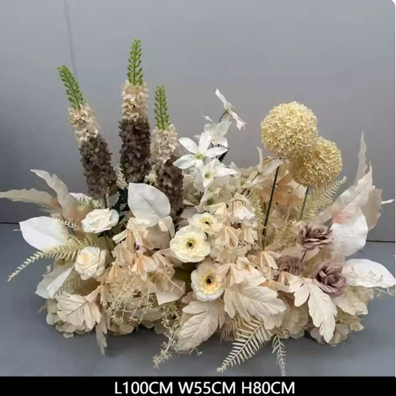 Cream Beige Artificial Flower Arrangement Wedding Table Centerpiece Event Floral Decor Party Stage Hotel Backdrop Ornament Prop