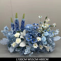 Sky Blue Hydrangea Artificial Flower Row Wedding Table Centerpiece Event Stage Backdrop Hotel Party Floral Decor Display Ornament