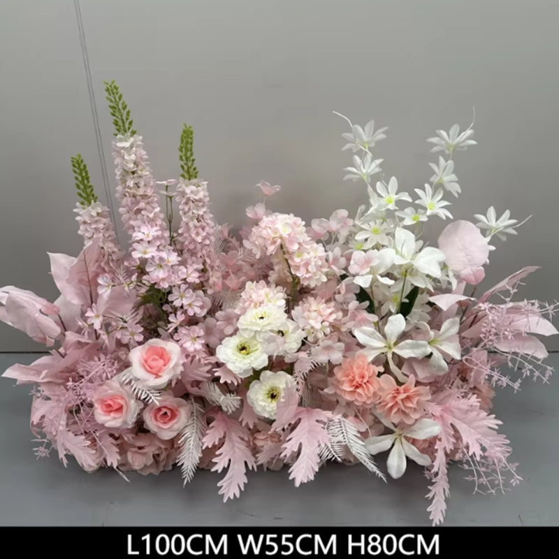 Dusty Pink Artificial Flower Row Wedding Table Centerpiece Stage Backdrop Hotel Party Floral Display Ornament