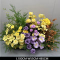 Yellow Purple Artificial Flower Row Wedding Table Centerpiece Stage Backdrop Hotel Party Floral Display Ornament