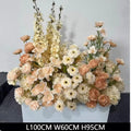 Champagne Apricot Artificial Flower Arrangement Wedding Table Centerpiece Stage Backdrop Hotel Floral Display Ornament