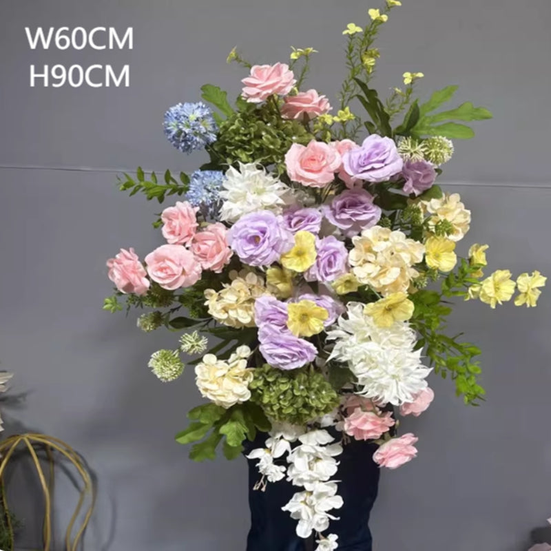 Pastel Pink Purple Blue Trailing Artificial Floral Arrangement Wedding Stand Centerpiece Party Greenery Decor Ornament