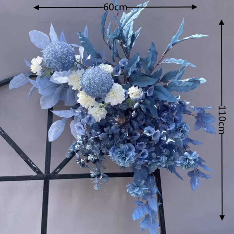 Dusty Blue Hydrangea Trailing Artificial Floral Swag Wedding Arch Wall Hanging Backdrop Greenery Decor Ornament