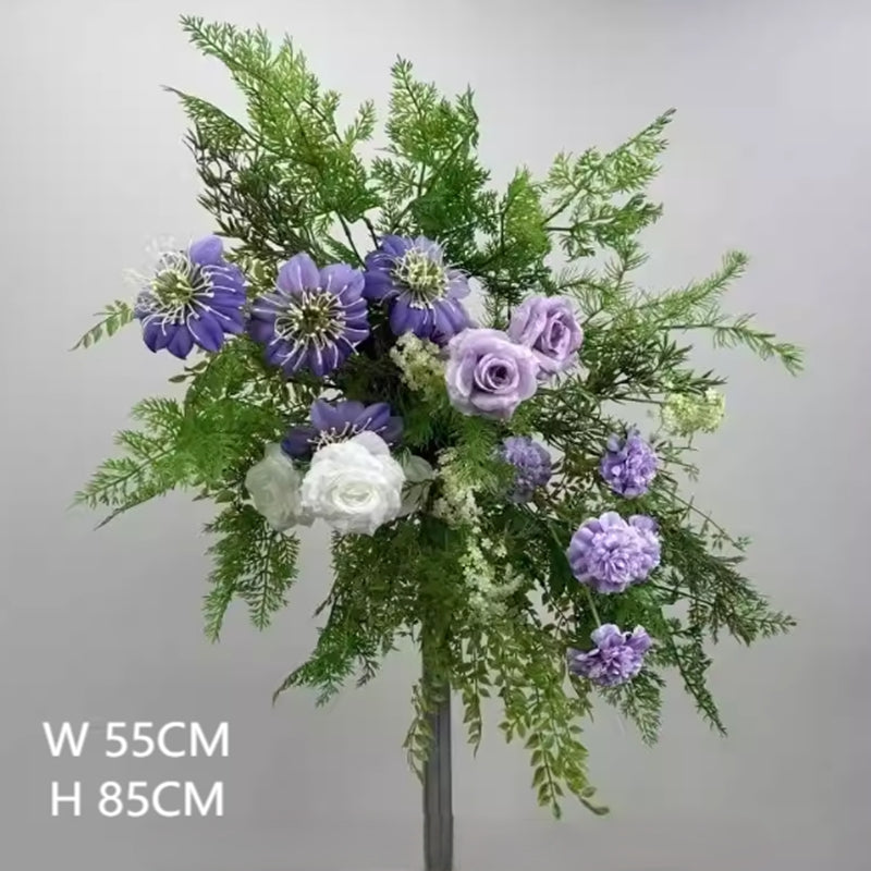 Lavender White Nigella Artificial Floral Arrangement Wedding Aisle Stand Centerpiece Greenery Event Decor Ornament