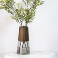 Wood & Glass Cylindrical Vase, Walnut-Finish Sleeve | Natural Modern Flower Vase