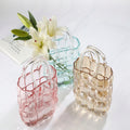 Woven Pattern Glass Handbag Basket Vase with Handle | Trendy Flower Vase for Home Decor