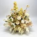 Cream Champagne White Rose Delphinium Floral Arrangement Wedding Aisle Road Lead Flower Ceremony Decor