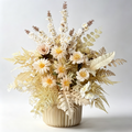 Cream Ivory White Daisy Delphinium Floral Arrangement Wedding Aisle Road Lead Flower Ceremony Decor